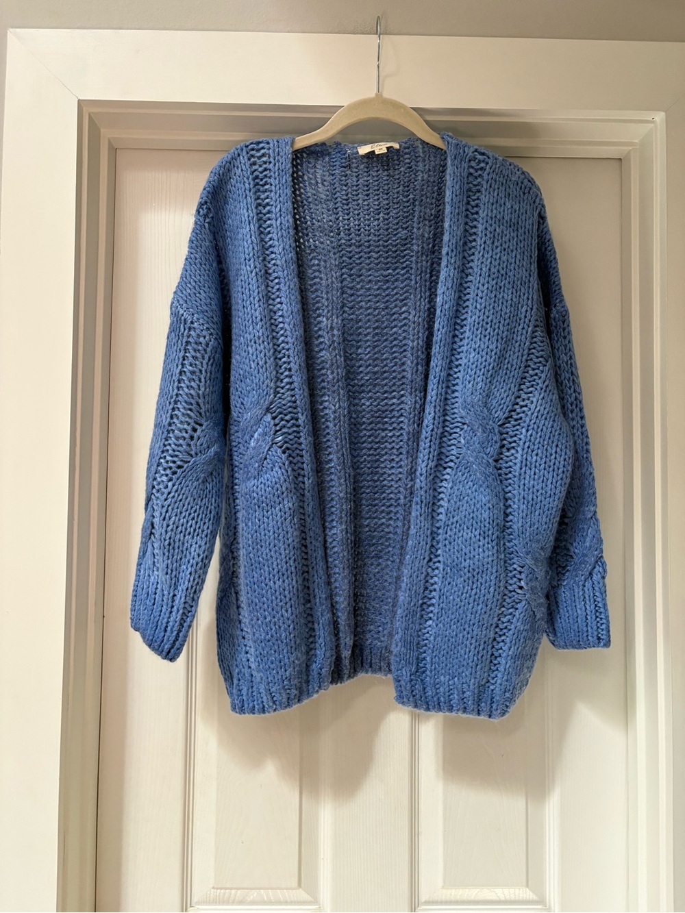 Elan Open-Front Chunky Cardigan in Dusty Blue